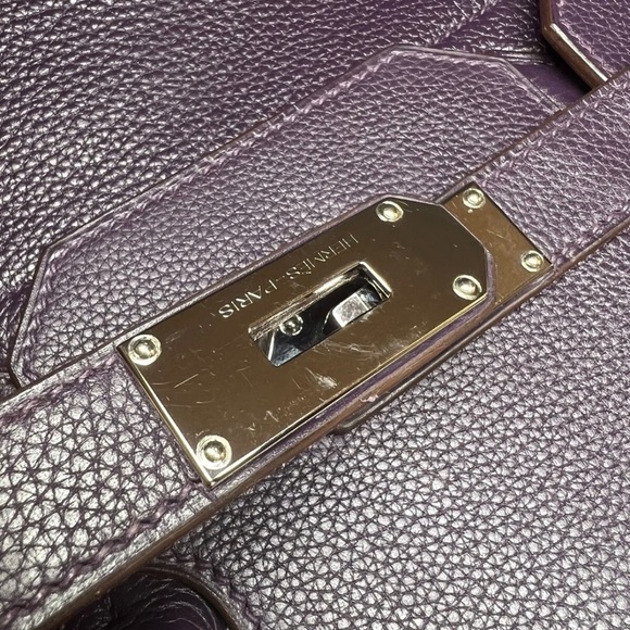 Hermès BIRKIN HAC 40 Rare Palladium HW CLEMENCE RAISIN L STAMP08 - Picture 11 of 14